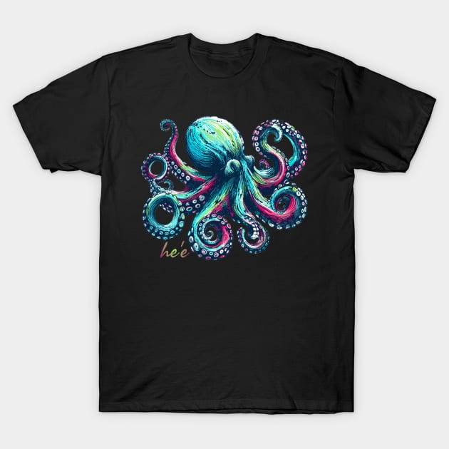 Vivid Colors Octopus - He'e in Hawaiian T-Shirt by Organicgal Graphics